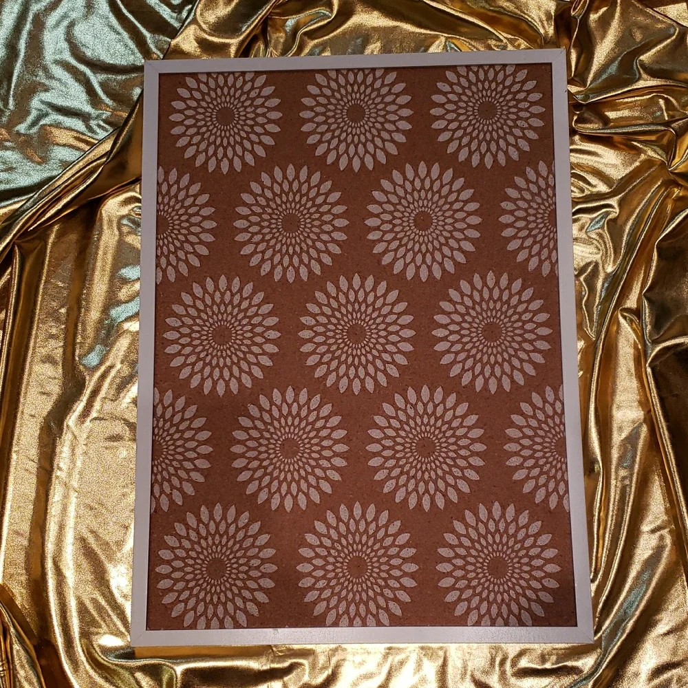 Brown and Cream Floral Patterned Art Print